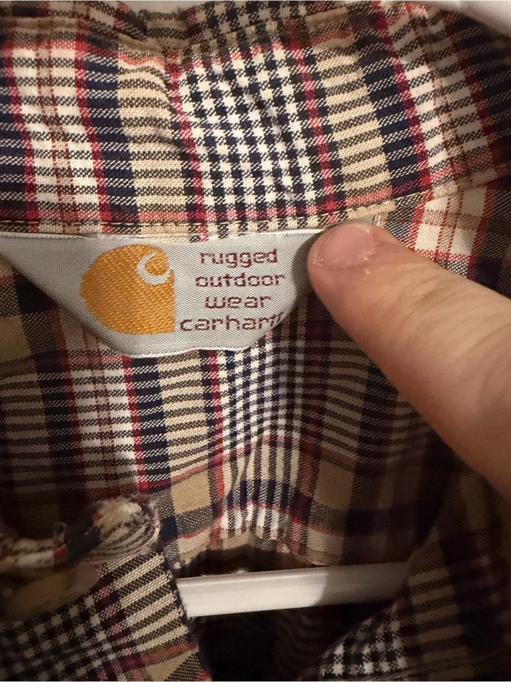 Carhartt Short-Sleeve Plaid Button-Down Shirt in Beige, Burgundy and Navy